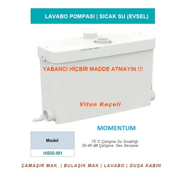 Momentum H500-M1  500W 220V  Lavabo Pompası (Sıcak su, evsel, çamaşır-bulaşık makinesi, lavabo, duşakabin)