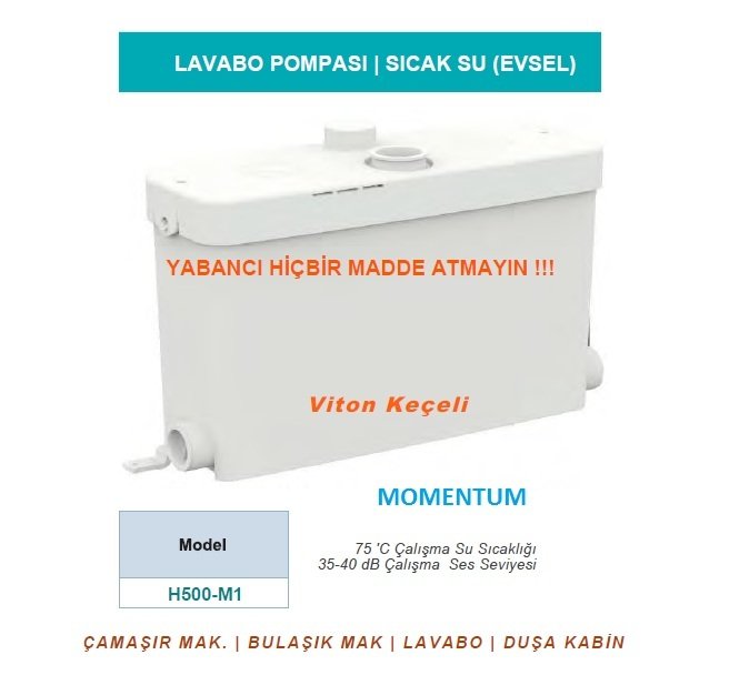 Momentum H500-M1 500W 220V Lavabo Pompası (Sıcak su, evsel, çamaşır-bulaşık makinesi, lavabo, duşakabin)