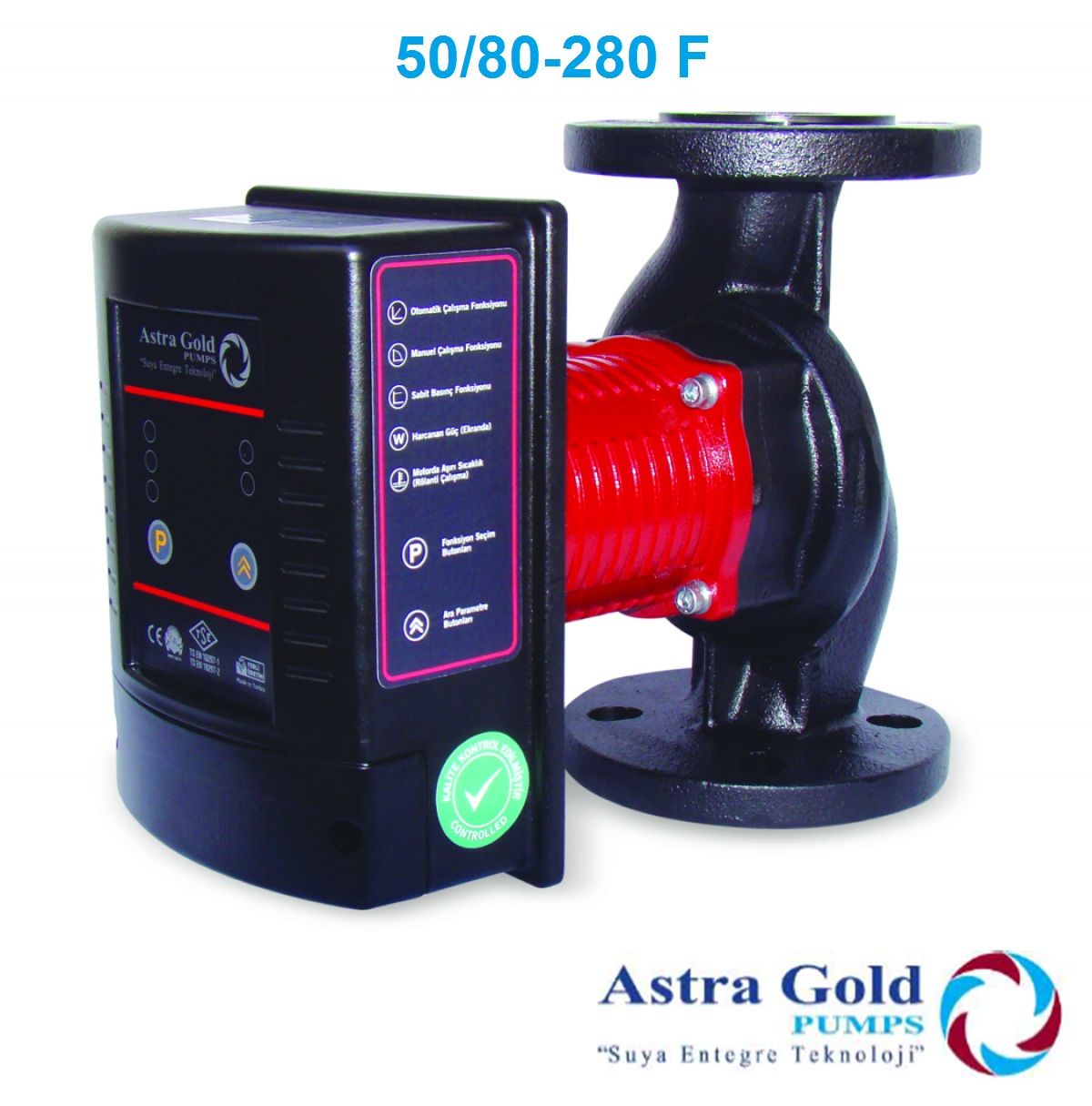 Astra Gold 50/80-280 F DN 50 Frekans Kontrollü Sabit Mıknatıslı Flanşlı Tip Sirkülasyon Pompası