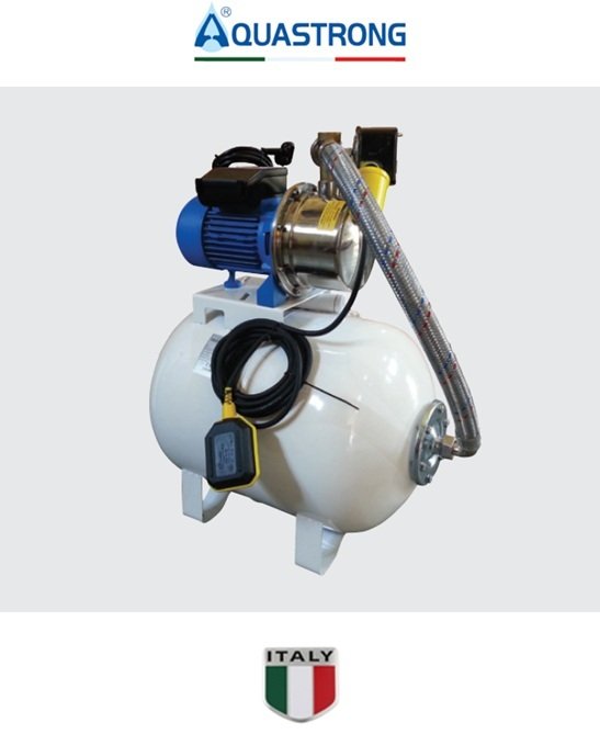Aquastrong CH 24 WTJ 60 0.6Hp 220V 24 Litre Yatık Tanklı Paslanmaz Paket Hidrofor