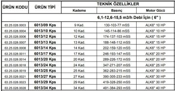 Alarko 6013/17 Kps  20Hp  6'' Paslanmaz Derin Kuyu Dalgıç Pompa (Motor+Pompa) ALK-KPS Serisi