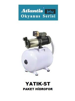 ATLANTİS YATIK 7-6M-ST 2HP 220V Hazır Paket Hidrofor Seti - 50 Litre Yatay Tanklı - Değişebilir Membranlı