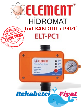 ELEMENT ELT PC1-CS 1mt Kablolu + Pirizli Dikey Çıkışlı Manometreli Hidromat