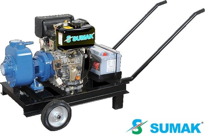 Sumak DSMT750/3 D 7.5Hp 3000 Devir Marşlı Kendinden Klapeli Hava Soğutmalı Dizel Motopomp
