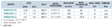 Momentum Pms120/0.9 1.2hp 380v Paslanmaz Tek Fanlı  Santrifüj Pompa