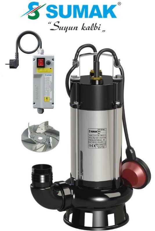 SUMAK, SDFV 20/2 İNOX, 220V, 2.2HP, PASLANMAZ FOSEPTİK DALGIÇ POMPA