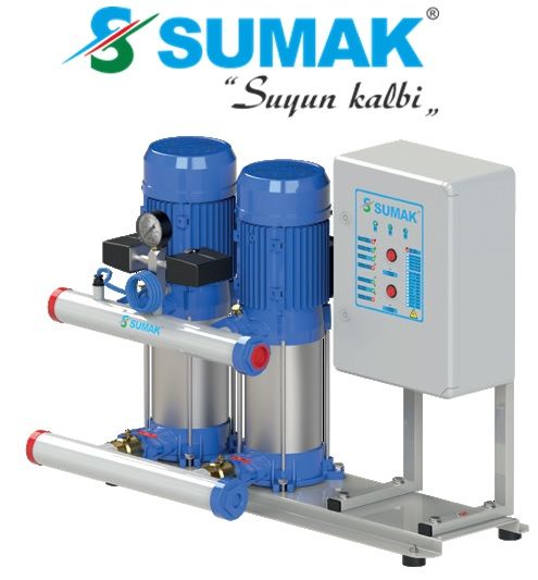 SUMAK, SHT8B-450/12, 2x4.5HP, 380V, ÇİFT POMPALI, DÜŞEY MİLLİ, KADEMELİ HİDROFOR