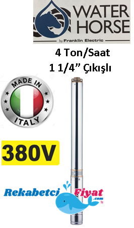 WATER HORSE 4WH 04-32 4HP 380V 1 1/4'' Çıkışlı Derin Kuyu Dalgıç Pompa (İtalyan Malı)