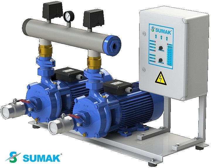 Sumak SMKTB550/2 2X4 kW 380V İki Pompalı Emişli Çift Kademeli Yatay Hidrofor