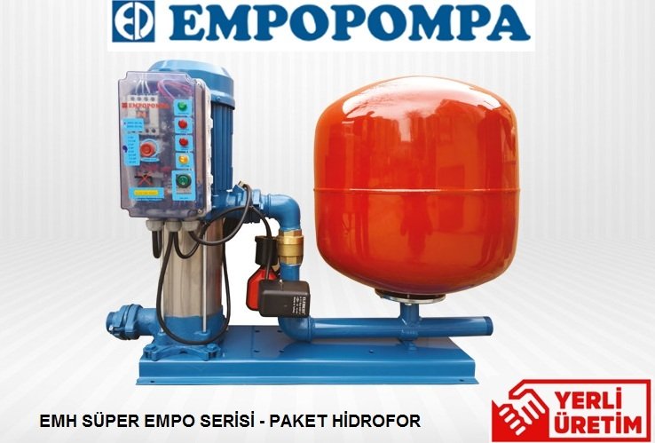 Empo EMH SÜPER EMPO 90/6 3Hp 220V 50 Litre Küre Tanklı Dikey Milli Paket Hidrofor