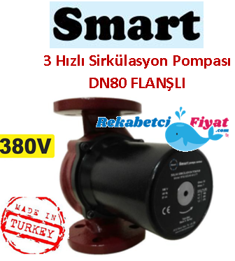 SMART SMP 80-3 TF 380v DN80 Flanşlı Üç Hızlı Islak Rotorlu Sirkülasyon Pompası