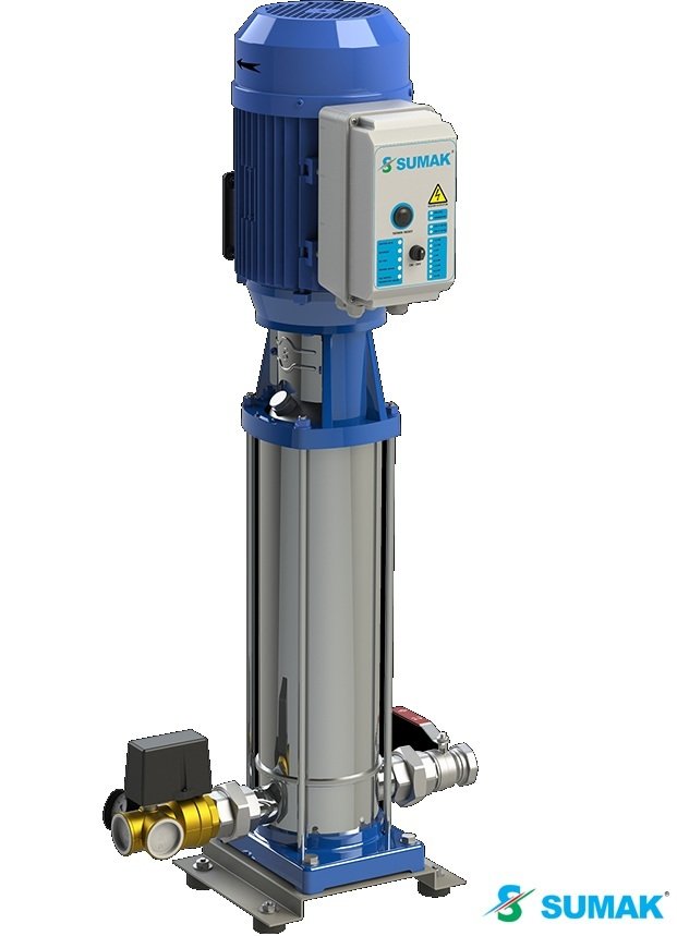 Sumak SHTP8 A 220/8 1X1.6kW 380V Tek Pompalı Düşey Milli Kademeli Komple Paslanmaz İnline Hidrofor