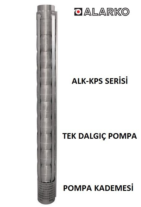 Alarko 6030/10   12.5Hp  6'' Paslanmaz Çelik Derin Kuyu Tek Dalgıç Pompa (Tek Pompa-Pompa Kademesi) ALK-KPS Serisi