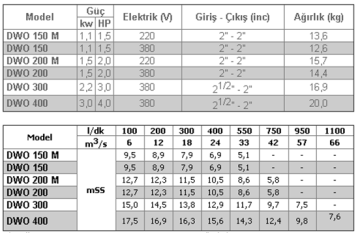 Ebara DWO 200 2hp 380v Açık Fanlı Tek Kademeli Paslanmaz Santrifüj Pompa