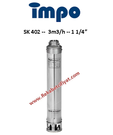 İMPO SK 402/07 0,5HP 1 1/4'' Çıkışlı Dalgıç Pompa (kademe)-Krom Başlıklı