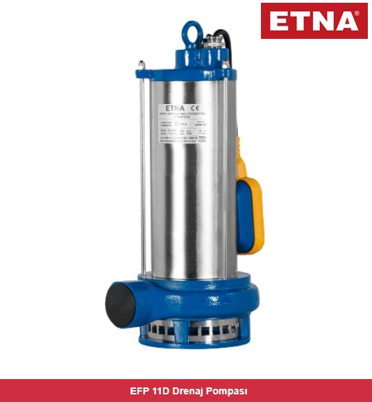 Etna EFP 11D 1.1kW 220V Döküm Gövdeli Açık Çarklı Foseptik Drenaj Dalgıç Pompa