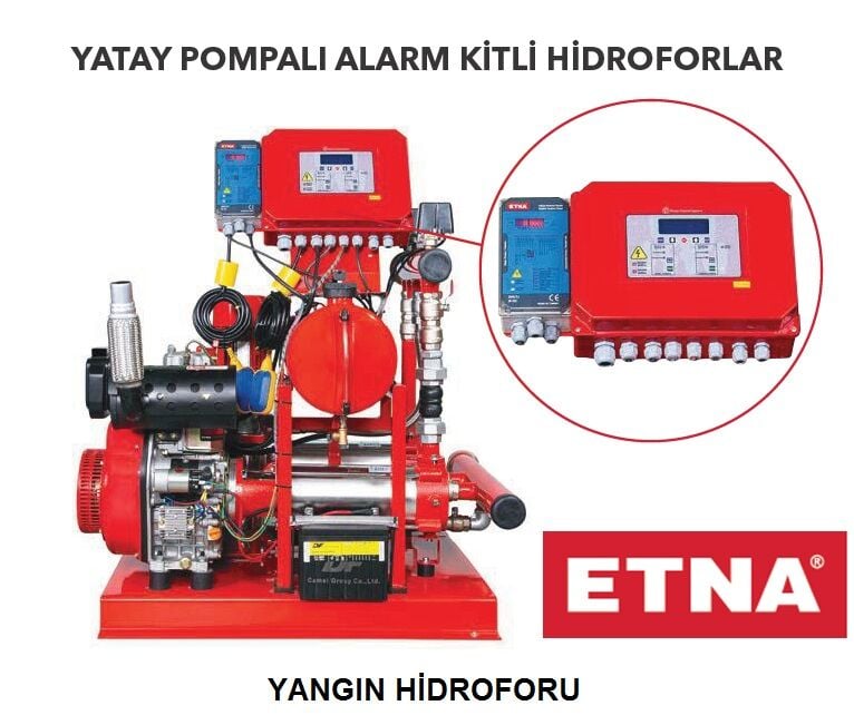 Etna Y2 KO 10/7-30+D10+KO 4/8 Paslanmaz Çelik Gövdeli 380V Yatay Pompalı Alarm Kitli Hidrofor (Dizel+Elektrikli+Jokey Pompalı) - Aisi 304- YANGIN HİDROFORU