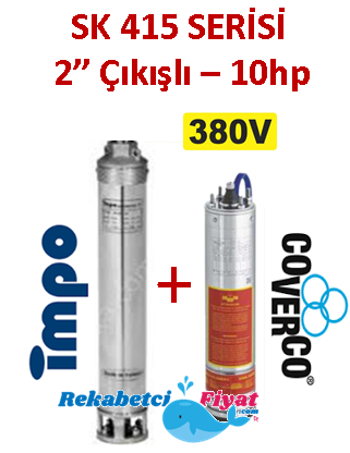 SK 415-28 10HP 380V 2'' Çıkışlı Sondaj Dalgıç Pompa İmpo Pompa - Coverco Motor