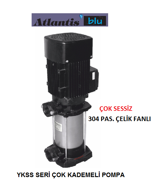 Atlantis  YKSS 18-4KT      3Hp 380V Paslanmaz Çelik Fanlı Dik Milli Çok Kademeli Pompa (AISI 304 ÇELİK FANLI)