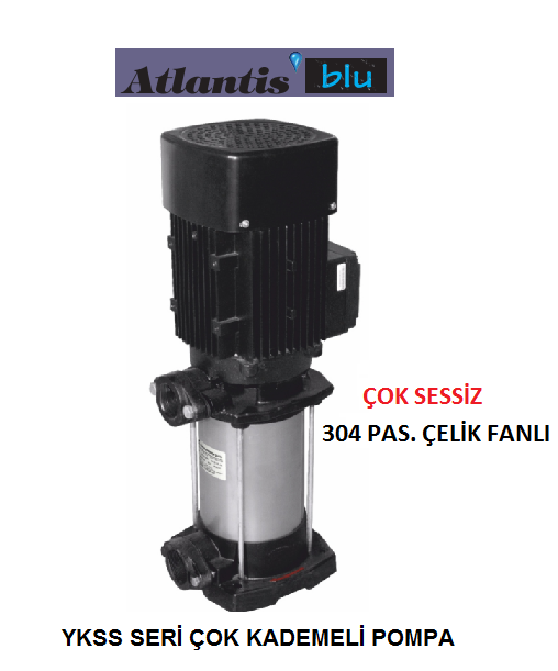Atlantis YKSS 18-4KT 3Hp 380V Paslanmaz Çelik Fanlı Dik Milli Çok Kademeli Pompa (AISI 304 ÇELİK FANLI)