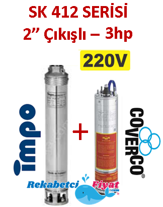 SK 412-11 3HP 220V 2'' Çıkışlı Sondaj Dalgıç Pompa İmpo Pompa - Coverco Motor