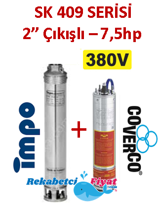 SK 409-28 7.5HP 380V 2'' Çıkışlı Sondaj Dalgıç Pompa İmpo Pompa - Coverco Motor