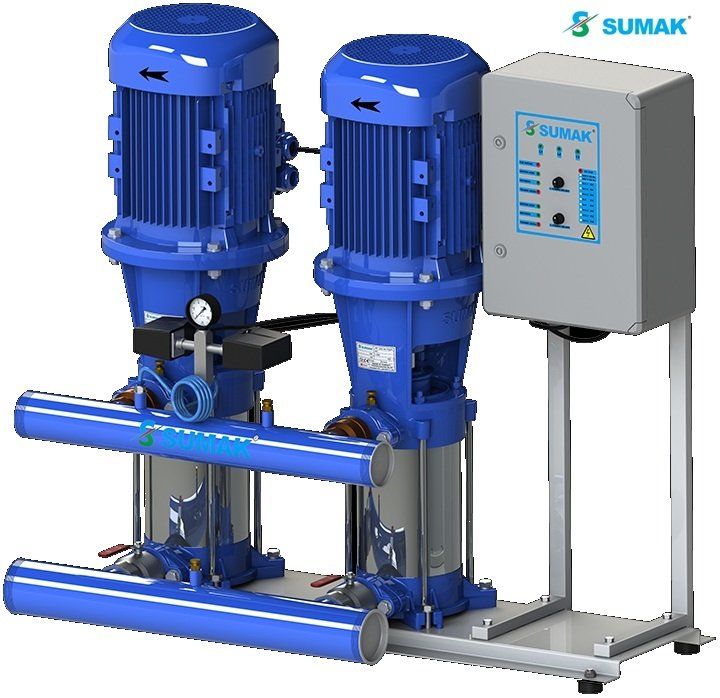 Sumak SHT24B 750/5 2X5.5 kW 380V Çift Pompalı Düşey Milli Kademeli Hidrofor