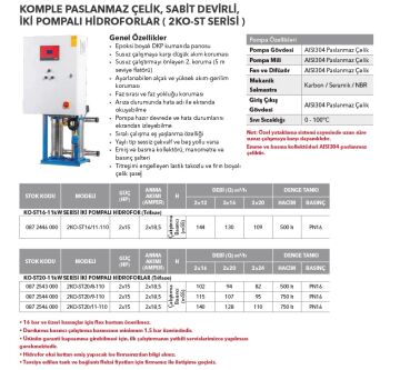 Etna 2KO-ST5/6-11  2x1.5Hp 380V Çift Pompalı Komple Paslanmaz Çelik Dik Milli Sabit Devirli Hidrofor (Aisi 304)