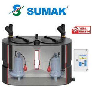Sumak SMAC-2200 B 500LT 380v Çift Pompalı Atık Su Transfer Ünitesi