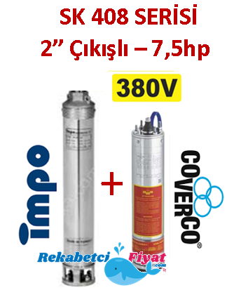 SK 408-32 7.5HP 380V 2'' Çıkışlı Sondaj Dalgıç Pompa İmpo Pompa - Coverco Motor