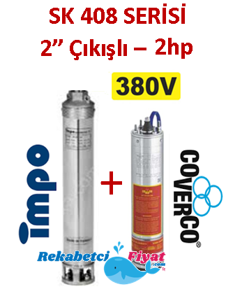 SK 408-09 2HP 380V 2'' Çıkışlı Sondaj Dalgıç Pompa İmpo Pompa - Coverco Motor