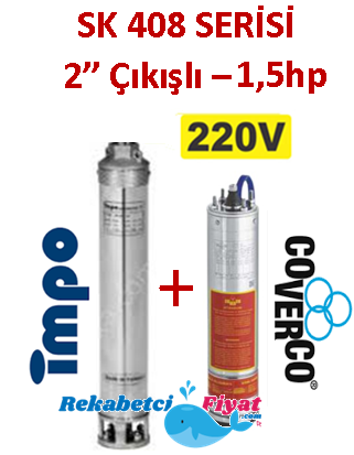 SK 408-06 1.5HP 220V 2'' Çıkışlı Sondaj Dalgıç Pompa İmpo Pompa - Coverco Motor