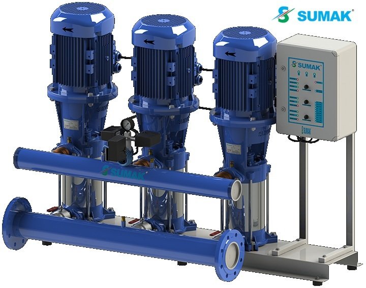 Sumak SHT34C 1000/5 3X7.5 kW 380V Üç Pompalı Düşey Milli Kademeli Hidrofor