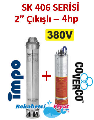 SK 406-26 4HP 380V 2'' Çıkışlı Sondaj Dalgıç Pompa İmpo Pompa - Coverco Motor