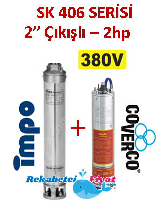 SK 406-13 2HP 380V 2'' Çıkışlı Sondaj Dalgıç Pompa İmpo Pompa - Coverco Motor