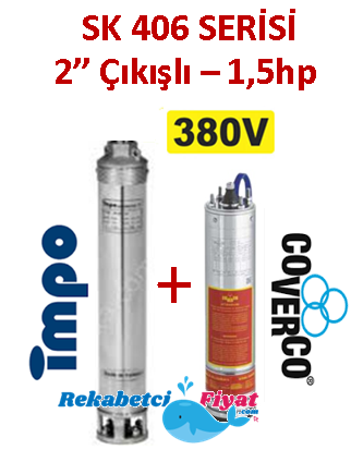 SK 406-09 1.5HP 380V 2'' Çıkışlı Sondaj Dalgıç Pompa İmpo Pompa - Coverco Motor