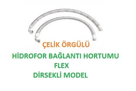 1''  80 cm  DİRSEKLİ TİP ÇELİK ÖRGÜLÜ HİDROFOR BAĞLANTI HORTUMU (FLEX)