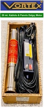 Vortex VRM-P 200 2Hp 220V 4\'\' 25 Metre Kablolu ve Panolu Dalgıç Motor (Bronz Yağ Başlıklı)