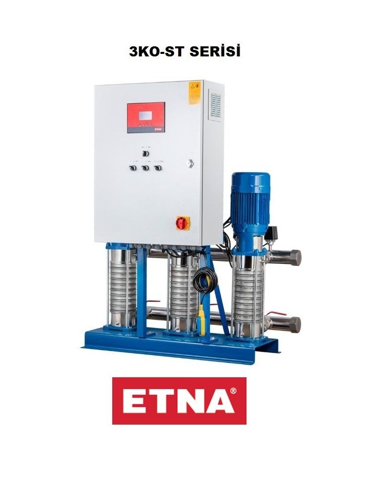 Etna 3KO-ST20/11-110  3x15Hp 380V Üç Pompalı Komple Paslanmaz Çelik Dik Milli Sabit Devirli Panolu Hidrofor (Aisi 304)