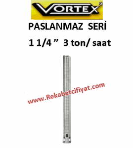 VORTEX  4 ÇLK 3A-09 0,75HP 1 1/4'' Çıkışlı 4'' Paslanmaz Çelik Fanlı Dalgıç Pompa