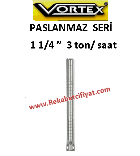 VORTEX  4 ÇLK 3A-12 1HP 1 1/4'' Çıkışlı 4'' Paslanmaz Çelik Fanlı Dalgıç Pompa