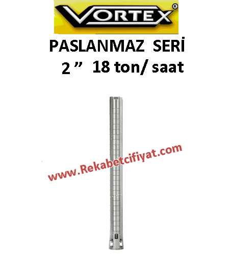 VORTEX  4 ÇLK 18A-07 3HP 2'' Çıkışlı 4'' Paslanmaz Çelik Fanlı Dalgıç Pompa