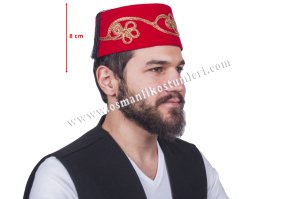 OSMANLI FESİ İŞLEMELİ KIRMIZI