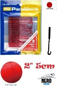 MC Para Worm PW-CURLY 2'' #42 Clear Red