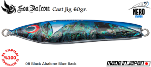 Sea Falcon Cast Jig 60 Gr.	08	Black Abalone Blue Back