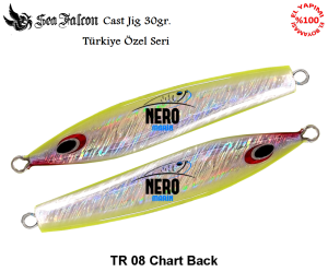 Sea Falcon Cast Jig 30 gr. TR-08 Glowy Chart Back