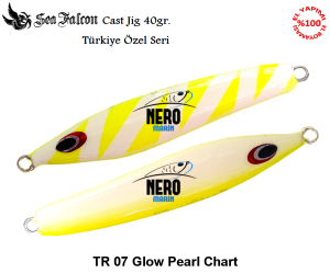 Sea Falcon Cast Jig 40 gr. TR-07 Glowy Pearl Chart
