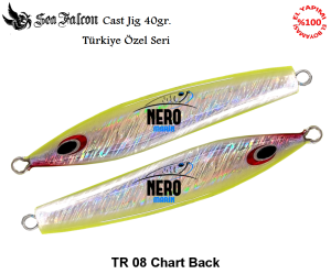 Sea Falcon Cast Jig 40 gr. TR-08 Glowy Chart Back