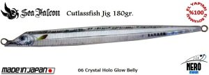 Sea Falcon Cutlass Fish Jig 180gr. 06 Crystal Holo Glow Belly