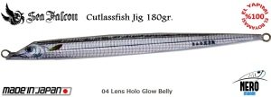 Sea Falcon Cutlass Fish Jig 180gr. 04 Lens Holo Glow Belly